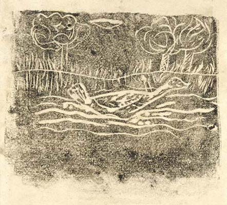 Rossi Gino - Anatra in paesaggio con alberi